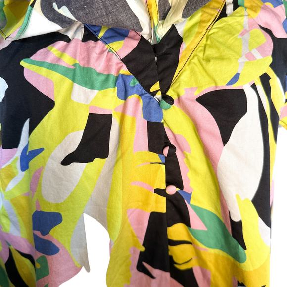 Crosby Isla Colorful Ruffle Short Sleeve V Neck Dress Exotic Tropics Print XS - Picture 8 of 14